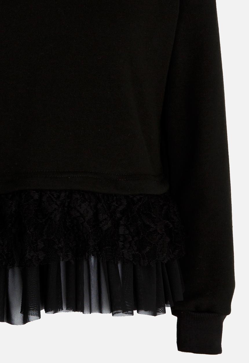 Rebel Republic - Frilled Combo Sweater Black