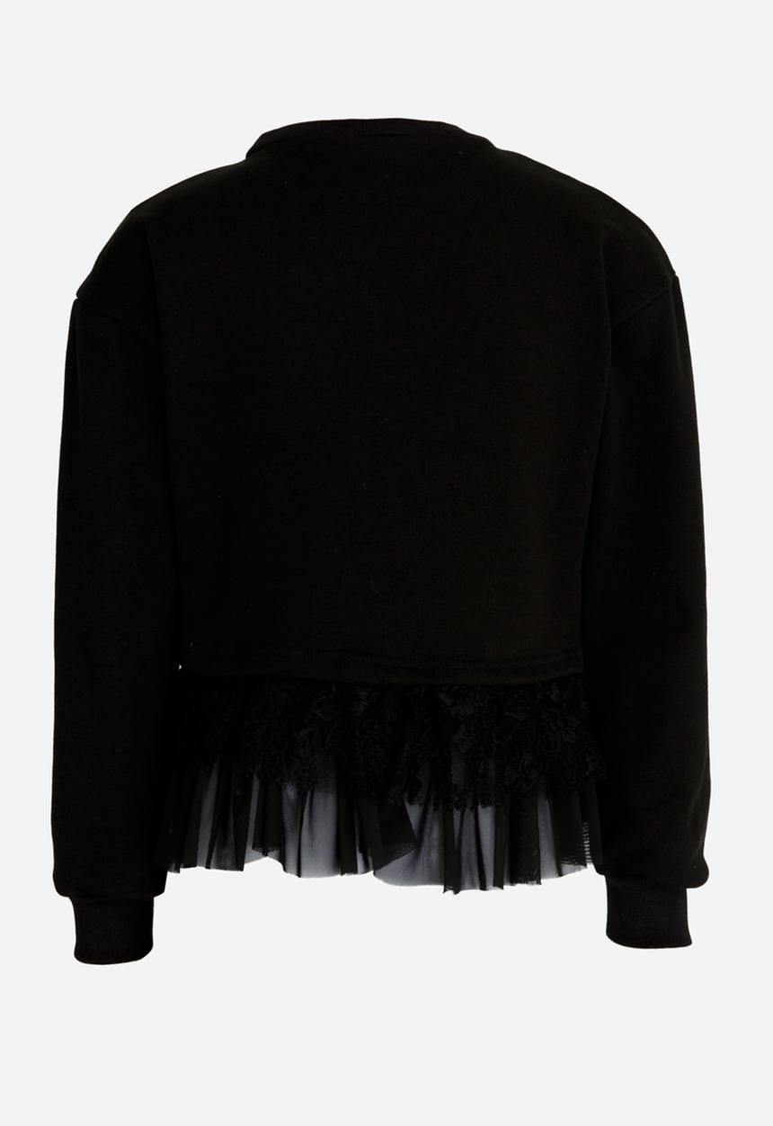 Rebel Republic - Frilled Combo Sweater Black