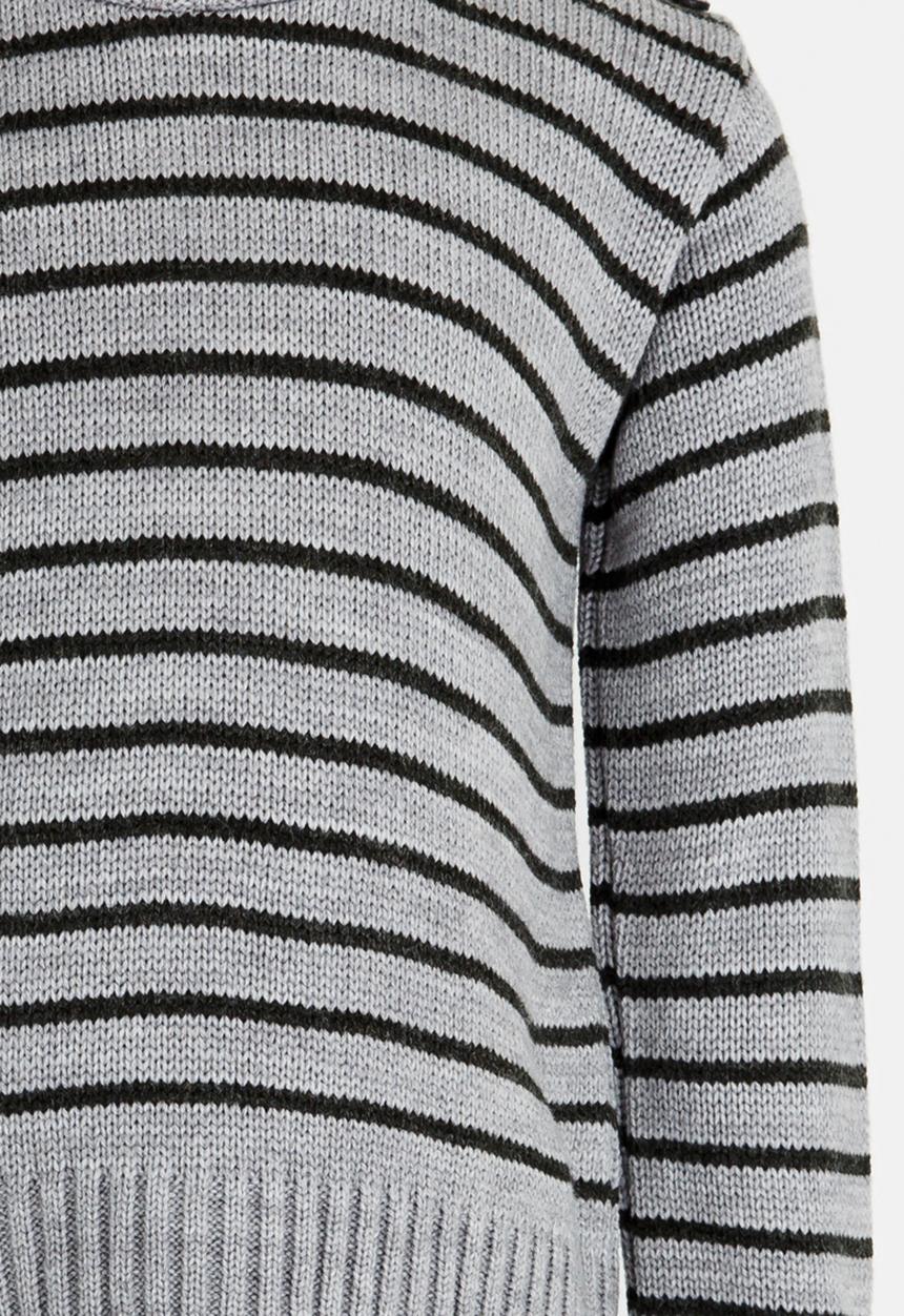 See-Saw - Stripe Jersey with Shoulder Button Detail Pale Grey
