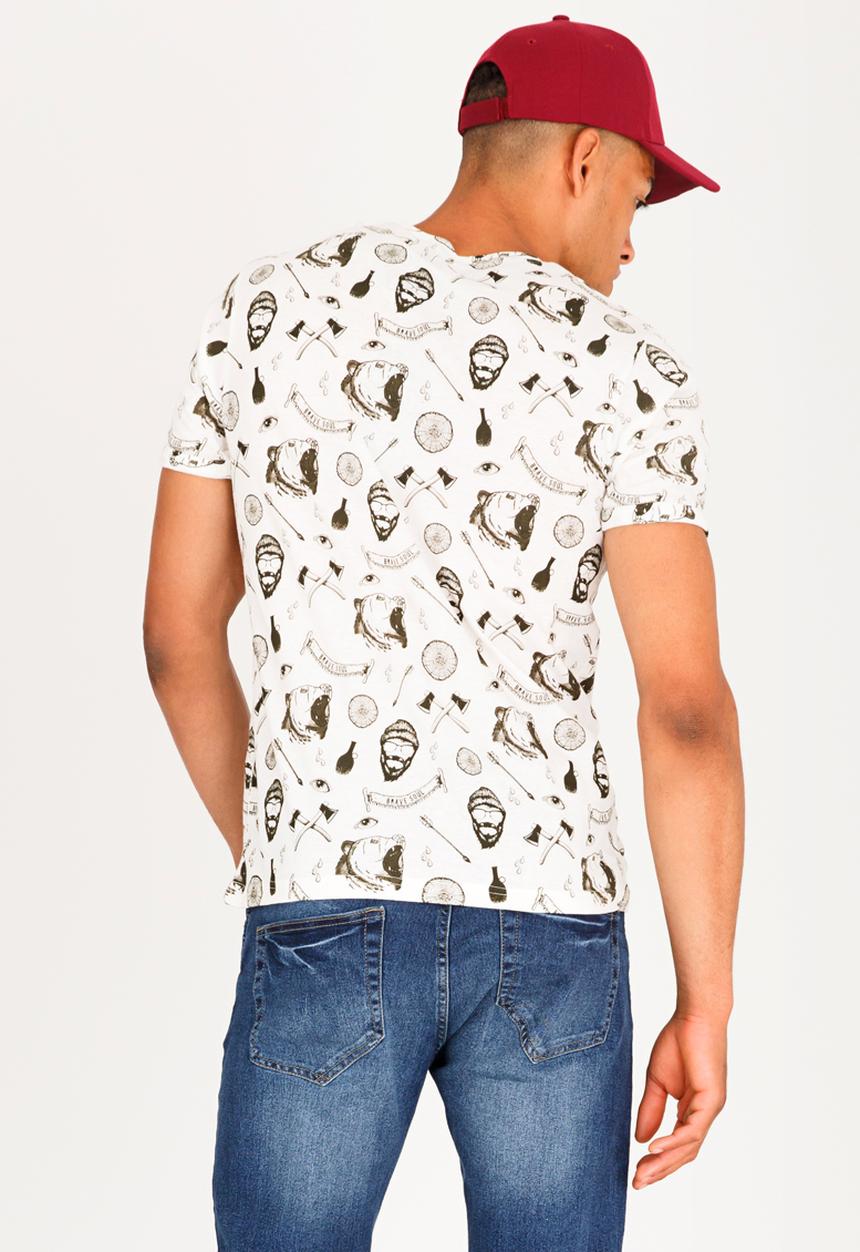 Brave Soul - Maxton All Over Print Cotton Tee Cream