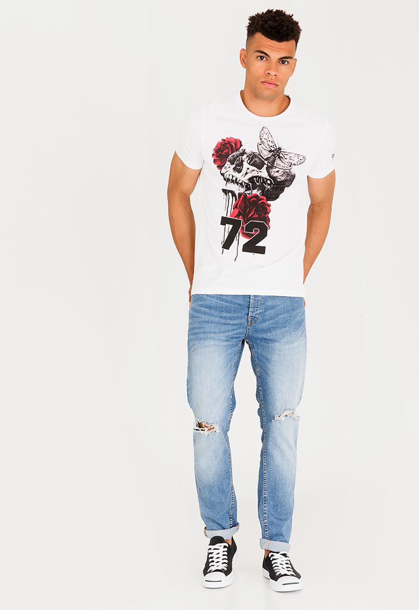 Brave Soul - Sagan Printed Cotton Tee White