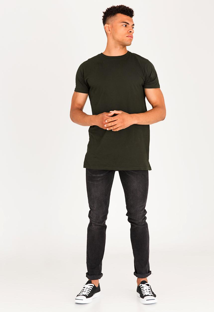 Brave Soul - Harrel Longer Length Cotton Tee Khaki Green