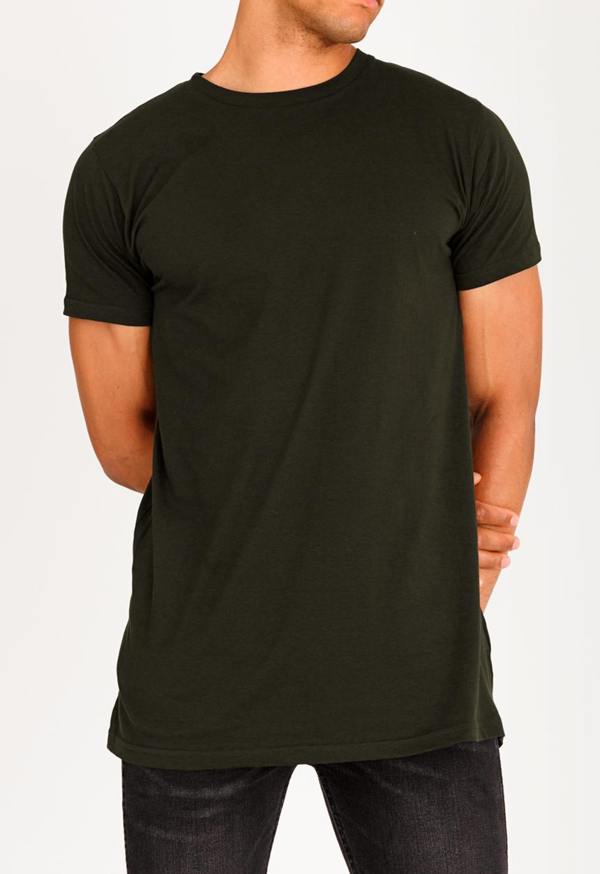 Brave Soul - Harrel Longer Length Cotton Tee Khaki Green