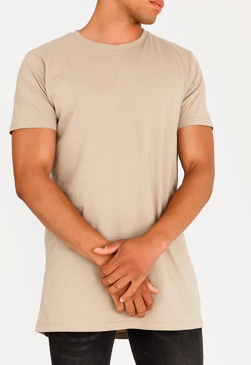 Brave Soul - Harrel Longer Length Cotton Tee Taupe