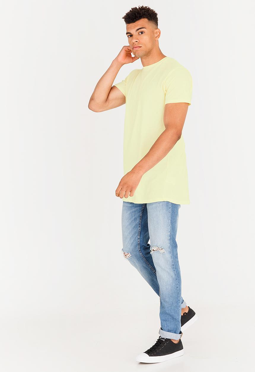 Brave Soul - Harrel Longer Length Cotton Tee Yellow