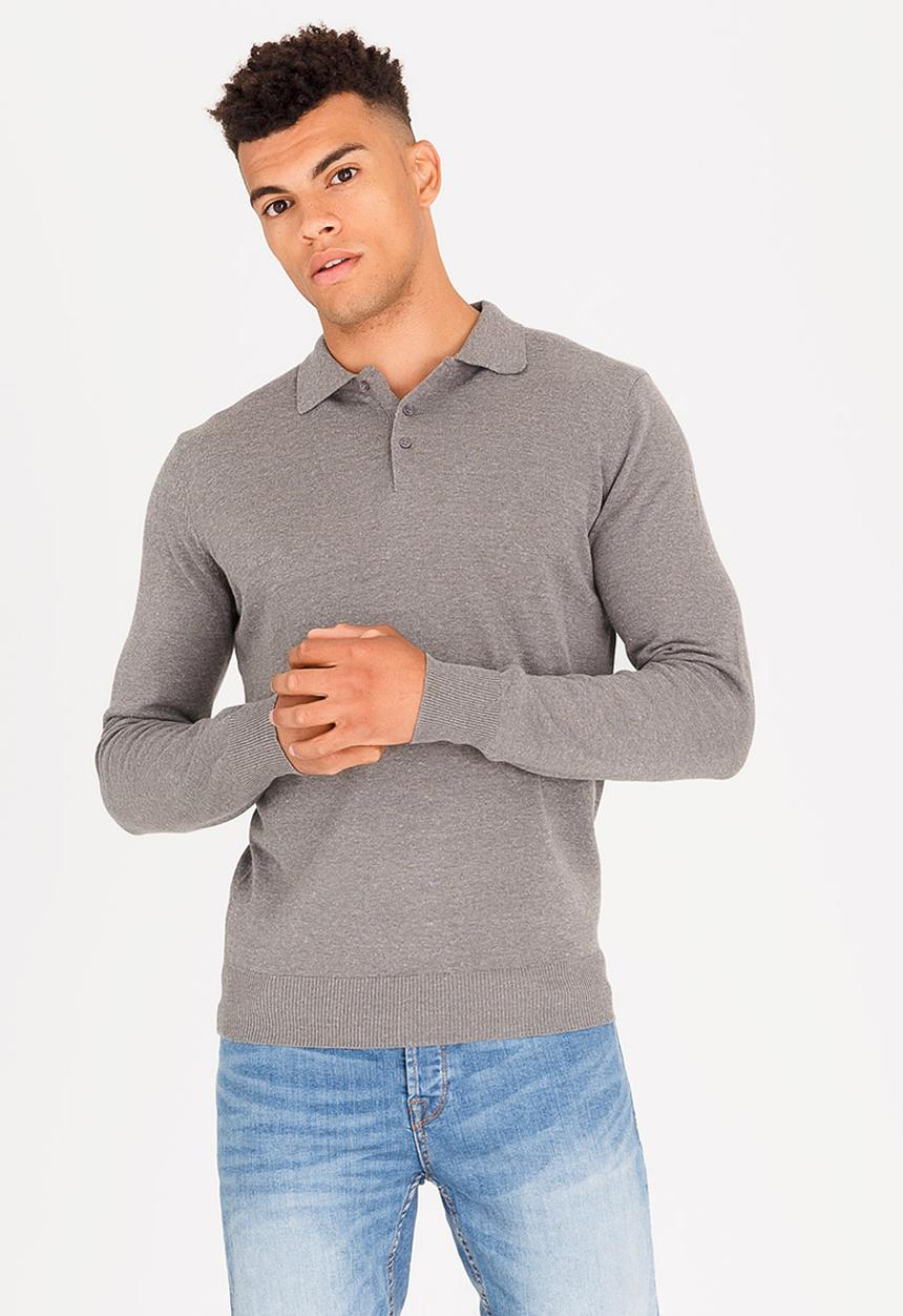 Brave Soul - Placket Cotton Golfer Grey