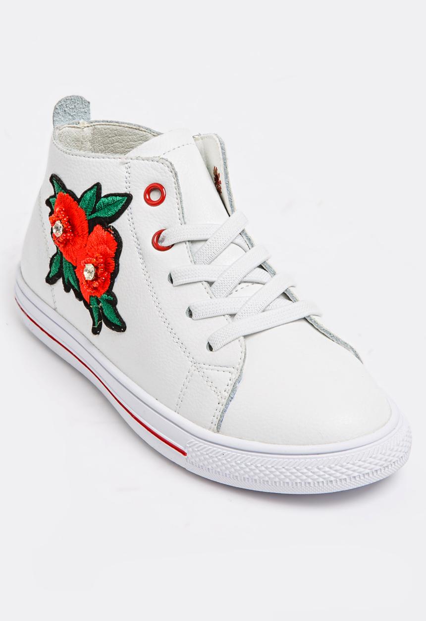 Pop Candy - Girls Flower Embellished Sneaker White