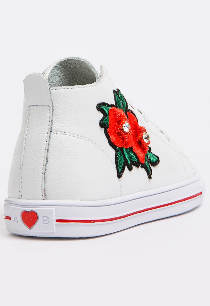 Pop Candy - Girls Flower Embellished Sneaker White