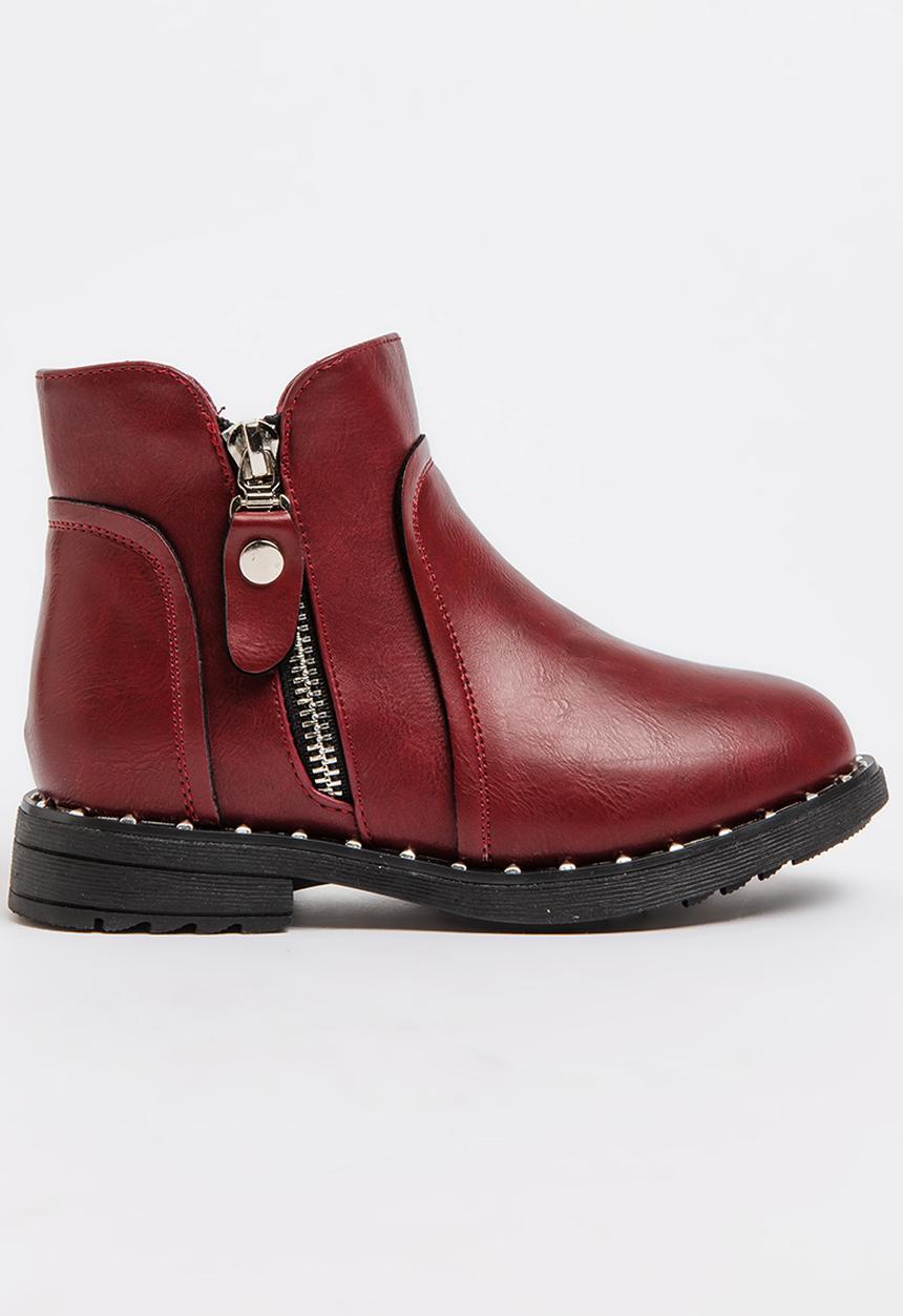 Pop Candy - Girls Ankle Boot Burgundy