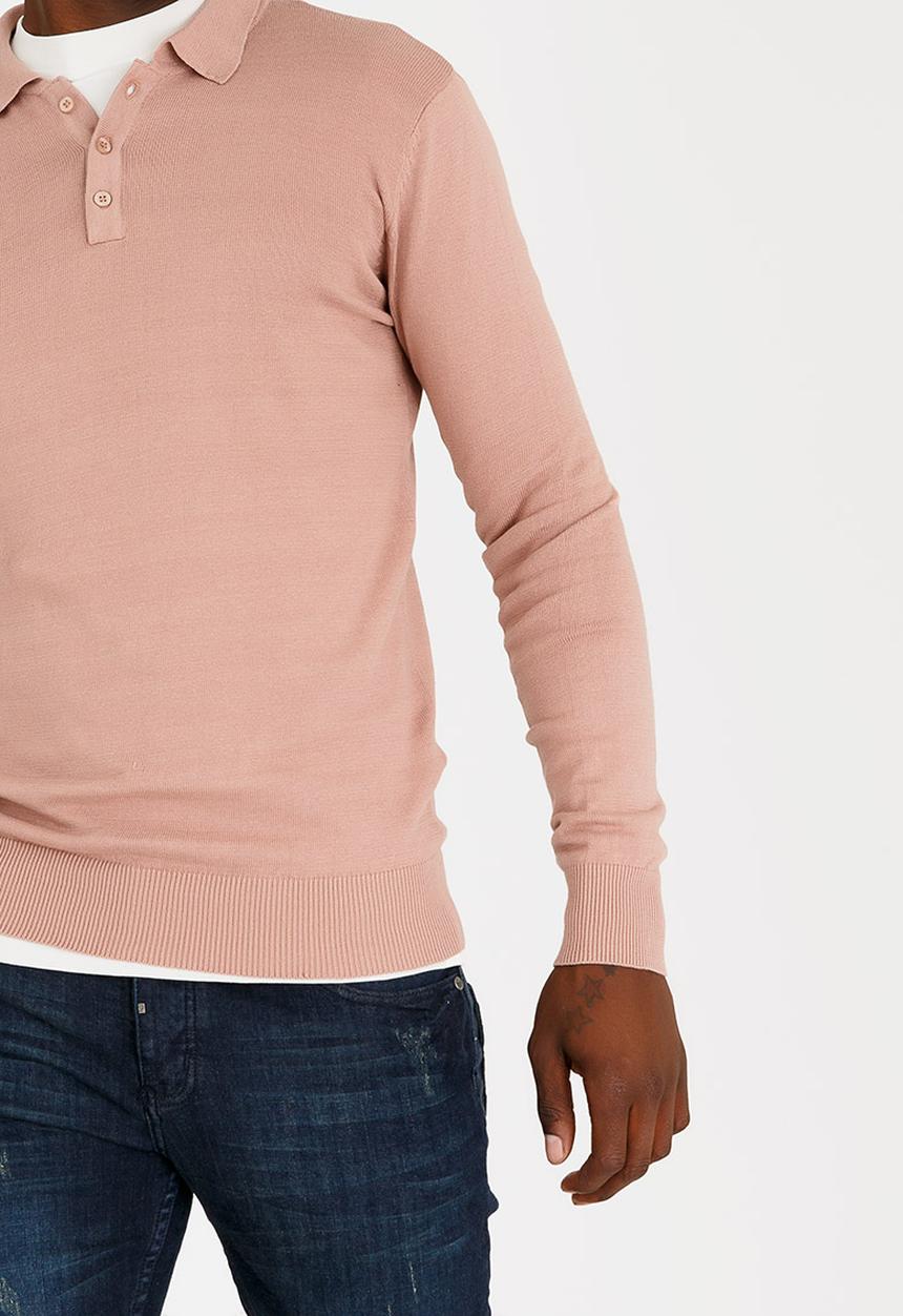 Brave Soul - Placket Cotton Golfer Mid Pink