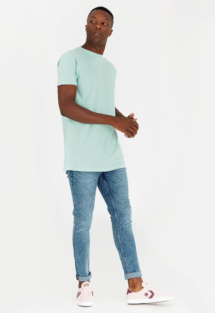 Brave Soul - Harrel Longer Length Cotton Tee Light Green