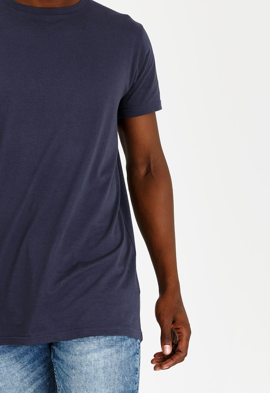 Brave Soul - Harrel short sleeve longer length tee - navy