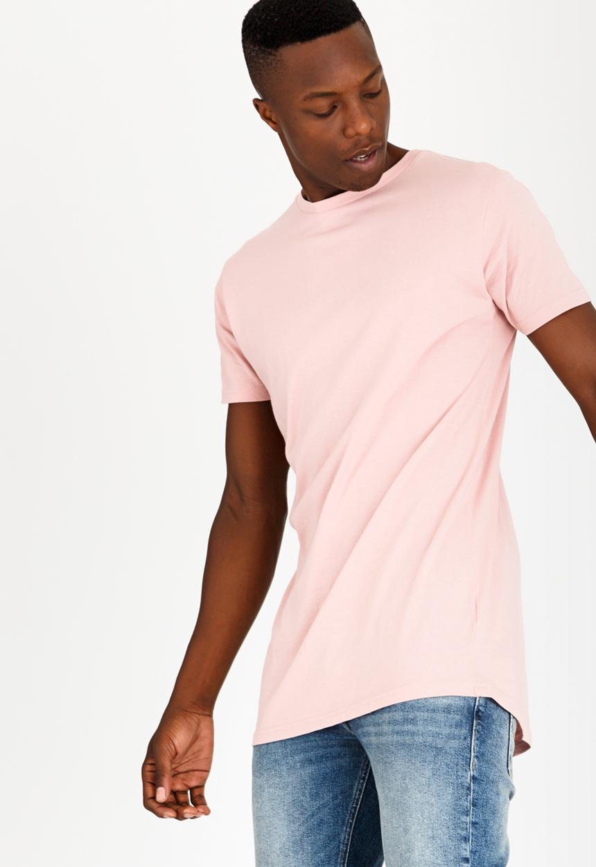 Brave Soul - Harrel Longer Length Cotton Tee Mid Pink