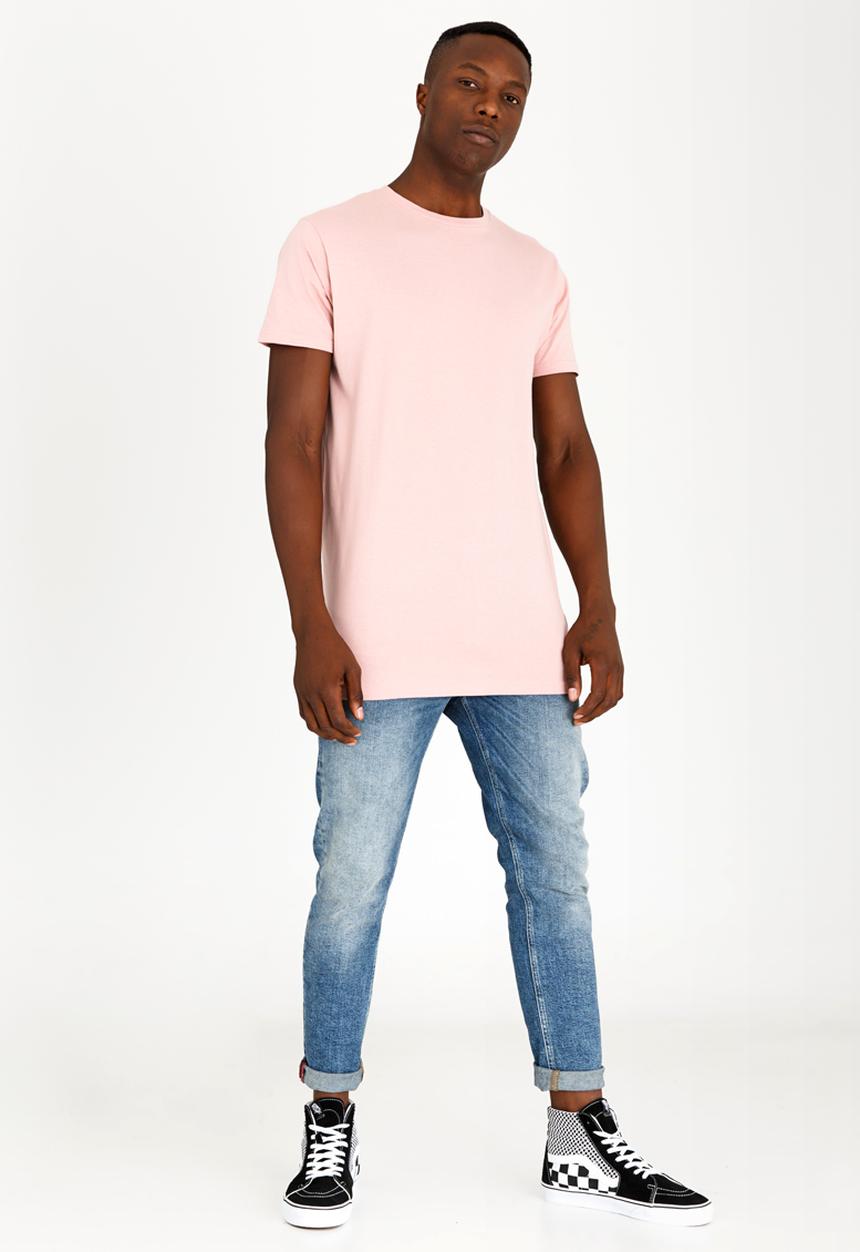 Brave Soul - Harrel Longer Length Cotton Tee Mid Pink