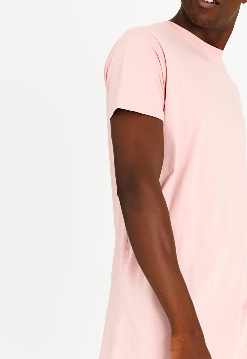 Brave Soul - Harrel Longer Length Cotton Tee Mid Pink