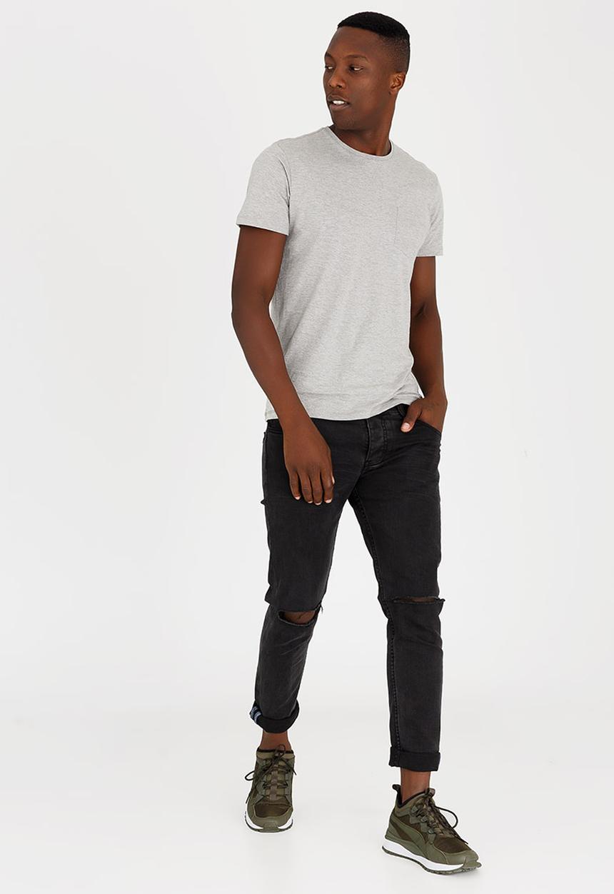 Brave Soul - Arkham Plain Chest Pocket Tee Grey