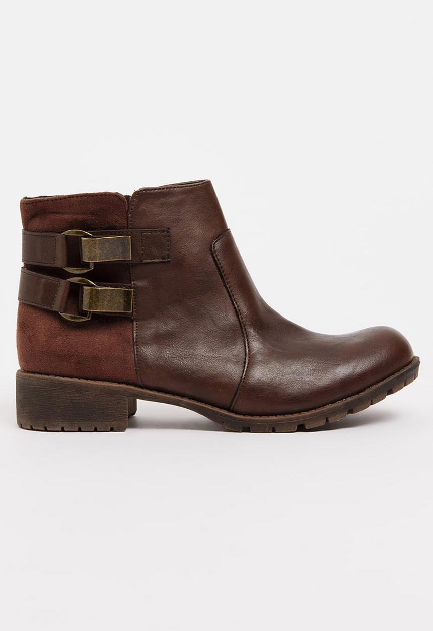 Sarah J - Buckle Detail Ankle boots Mid Brown