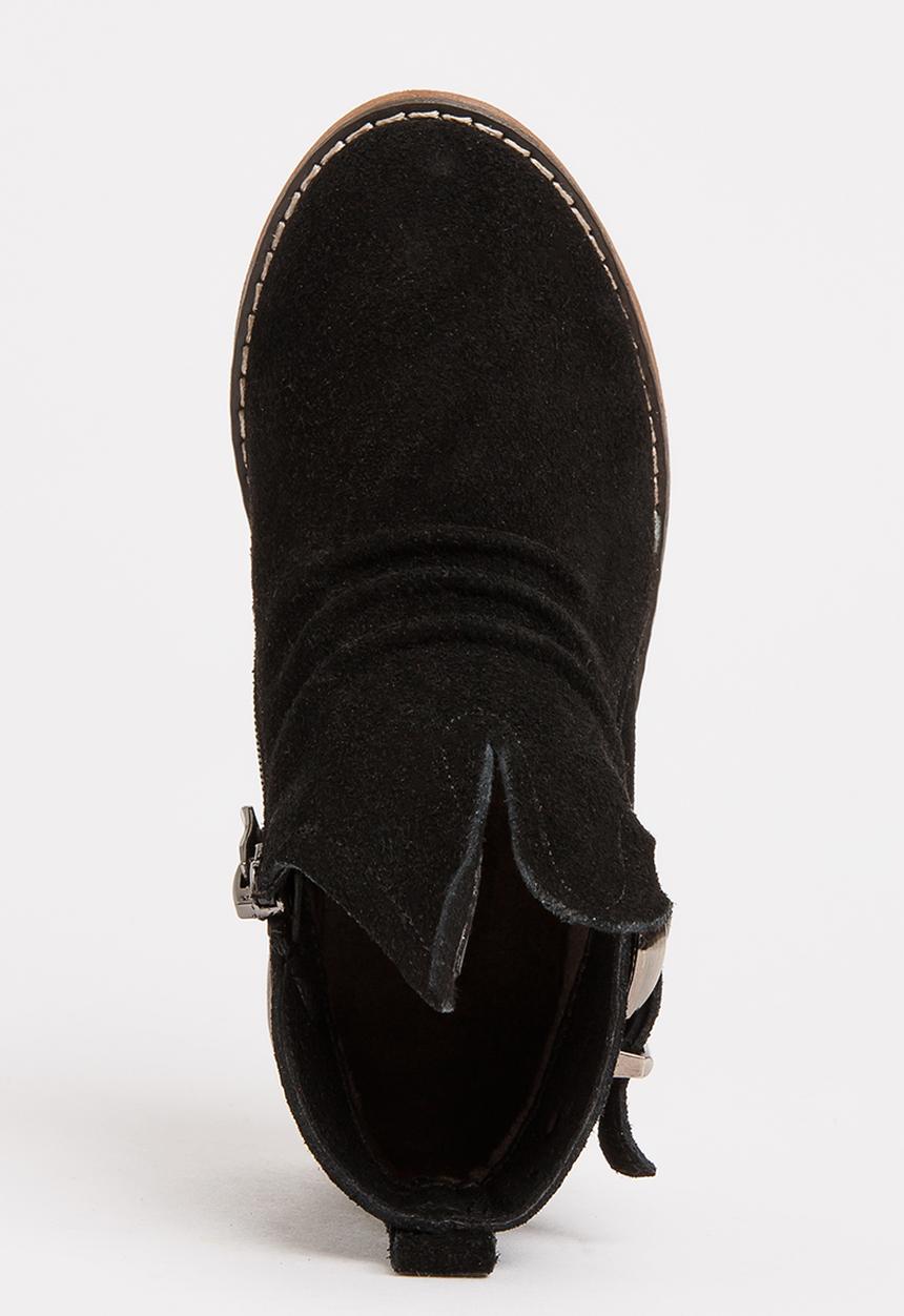 Pop Candy - Girls Suede Ankle Boot Black