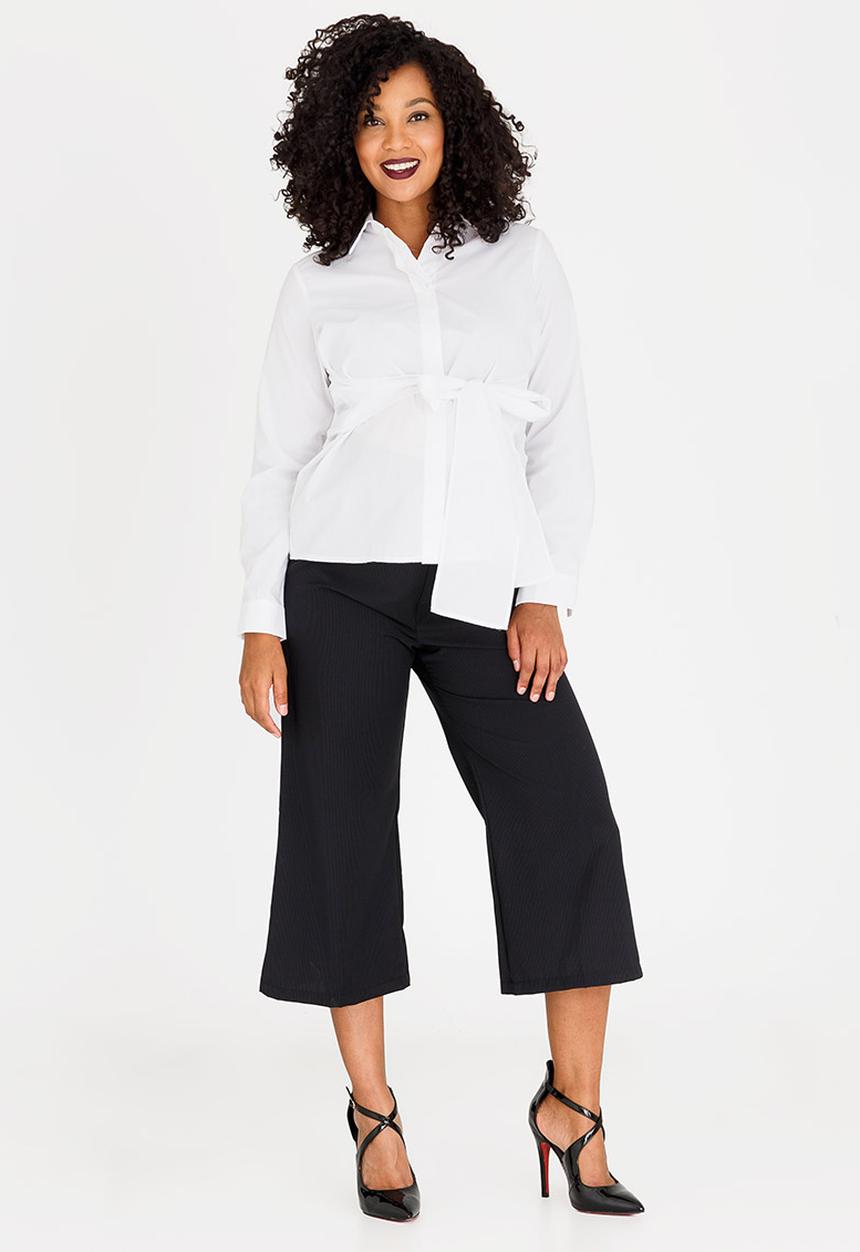 edit Maternity - Front Tie Shirt White