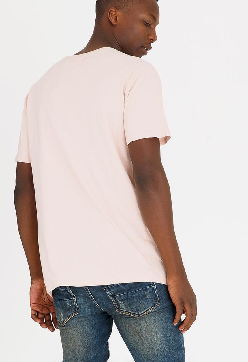 Brave Soul - Benji Hole Detail Cotton Tee Pale Pink