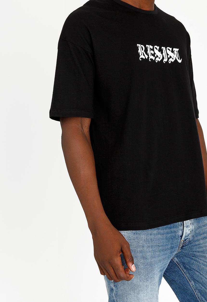 Resist - Basic T-shirt With Resist Tattoo Print Black