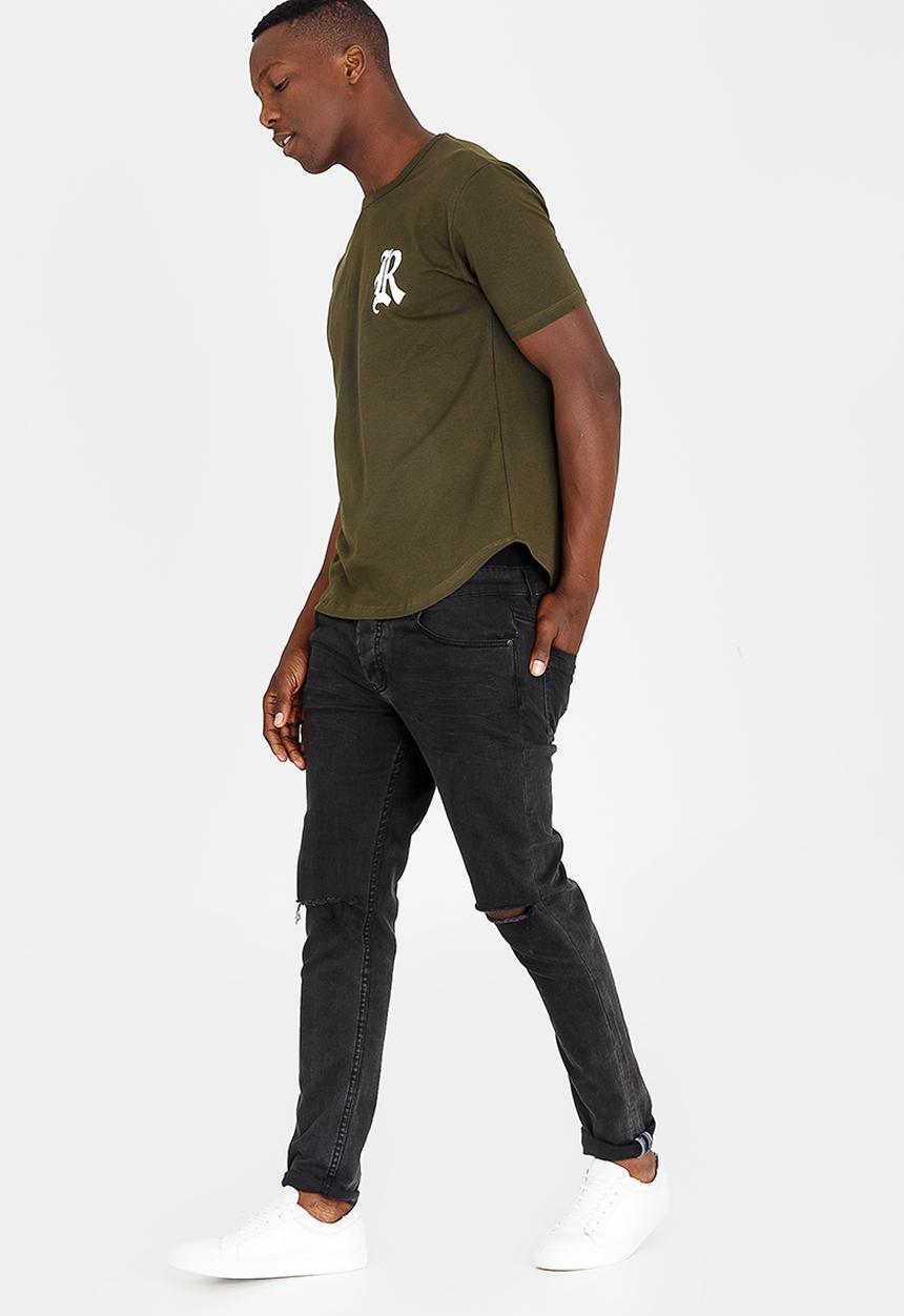 Resist - Pigment Dye T-Shirt With Logo Print Khaki Green