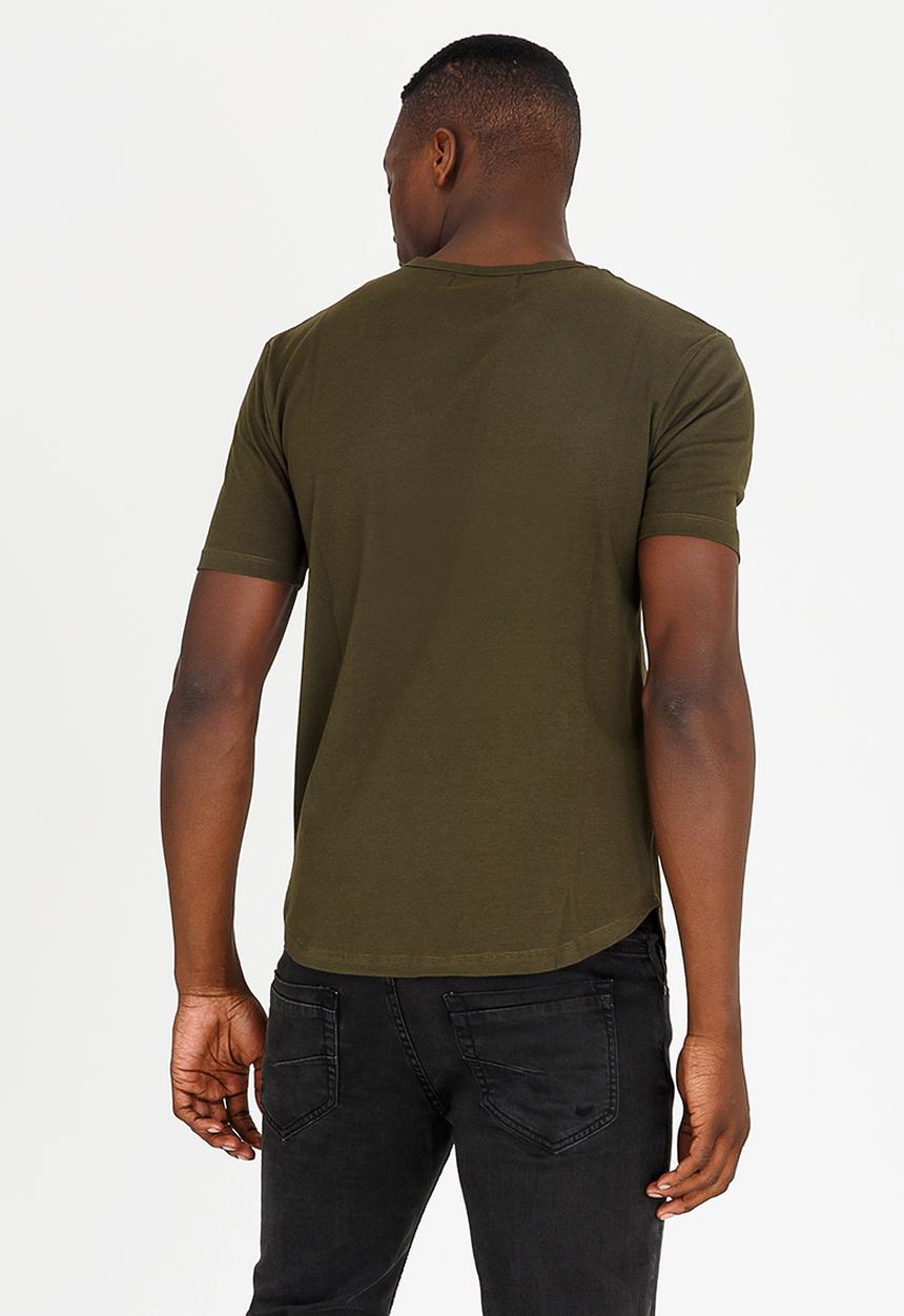 Resist - Pigment Dye T-Shirt With Logo Print Khaki Green