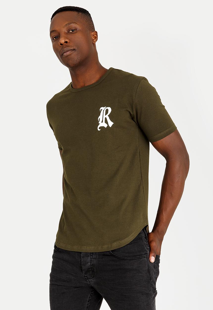 Resist - Pigment Dye T-Shirt With Logo Print Khaki Green