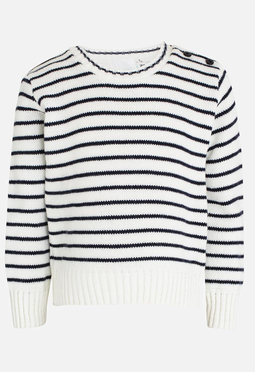 See-Saw - Stripe Jersey with Shoulder Button Detail Cream