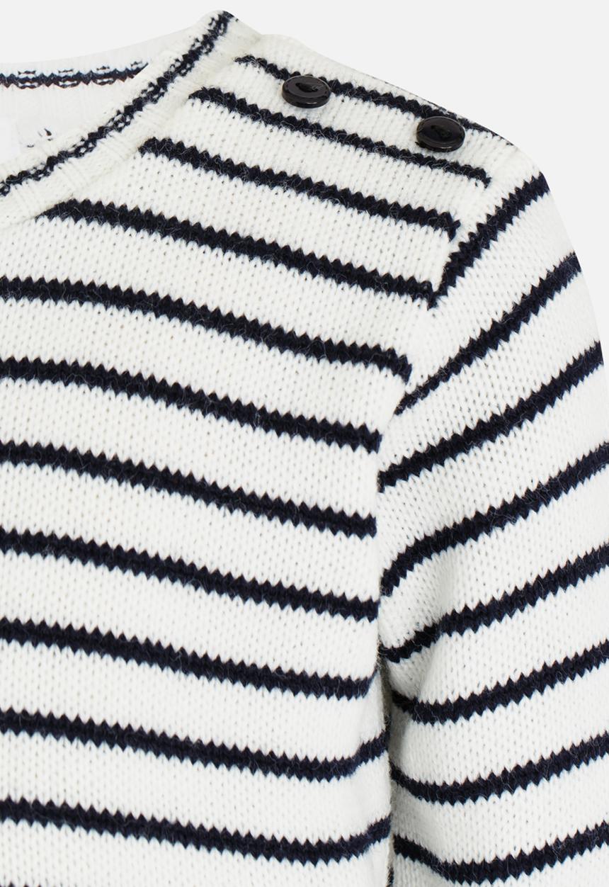 See-Saw - Stripe Jersey with Shoulder Button Detail Cream
