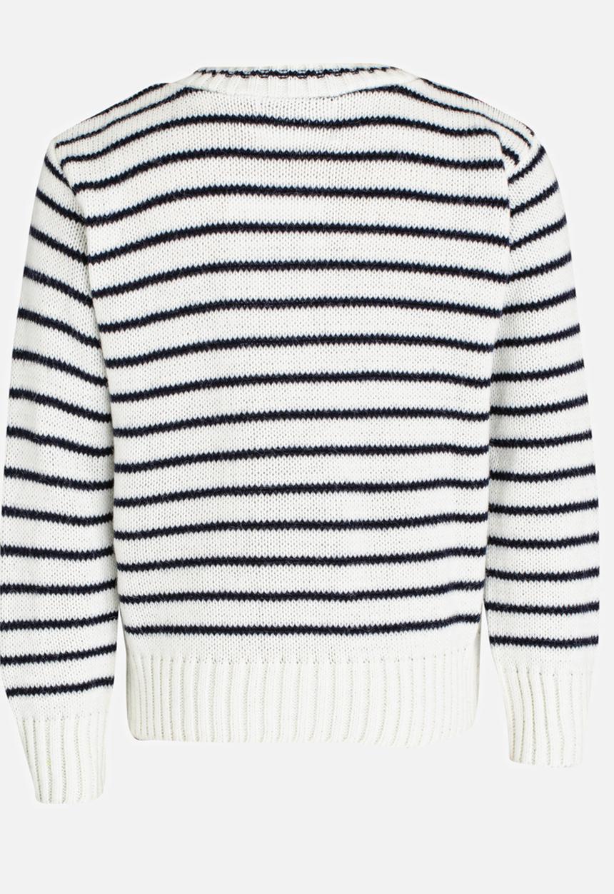 See-Saw - Stripe Jersey with Shoulder Button Detail Cream