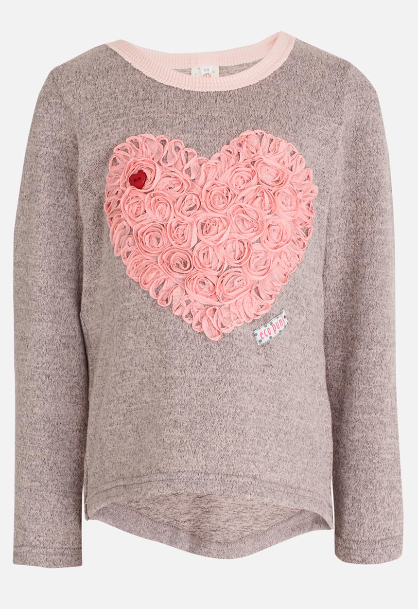 Eco Punk - Girls Embroidered Heart Top Mid Pink