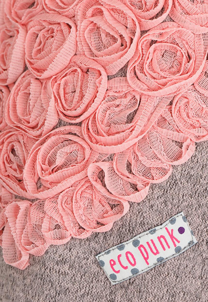 Eco Punk - Girls Embroidered Heart Top Mid Pink