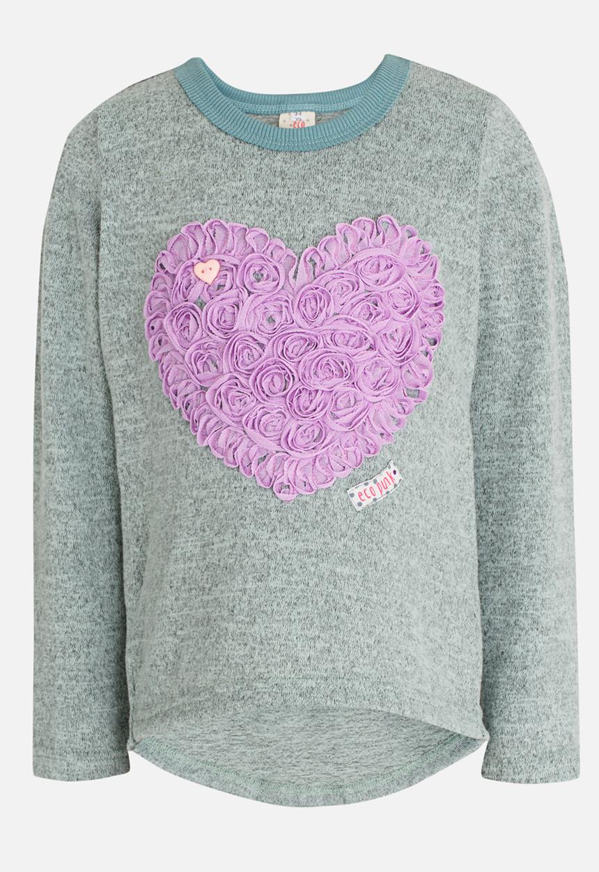 Eco Punk - Girls embroidered heart top - green