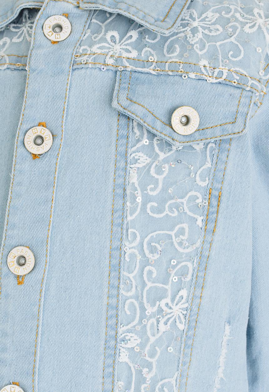Pop Candy - Girls Denim Jacket Mid Blue