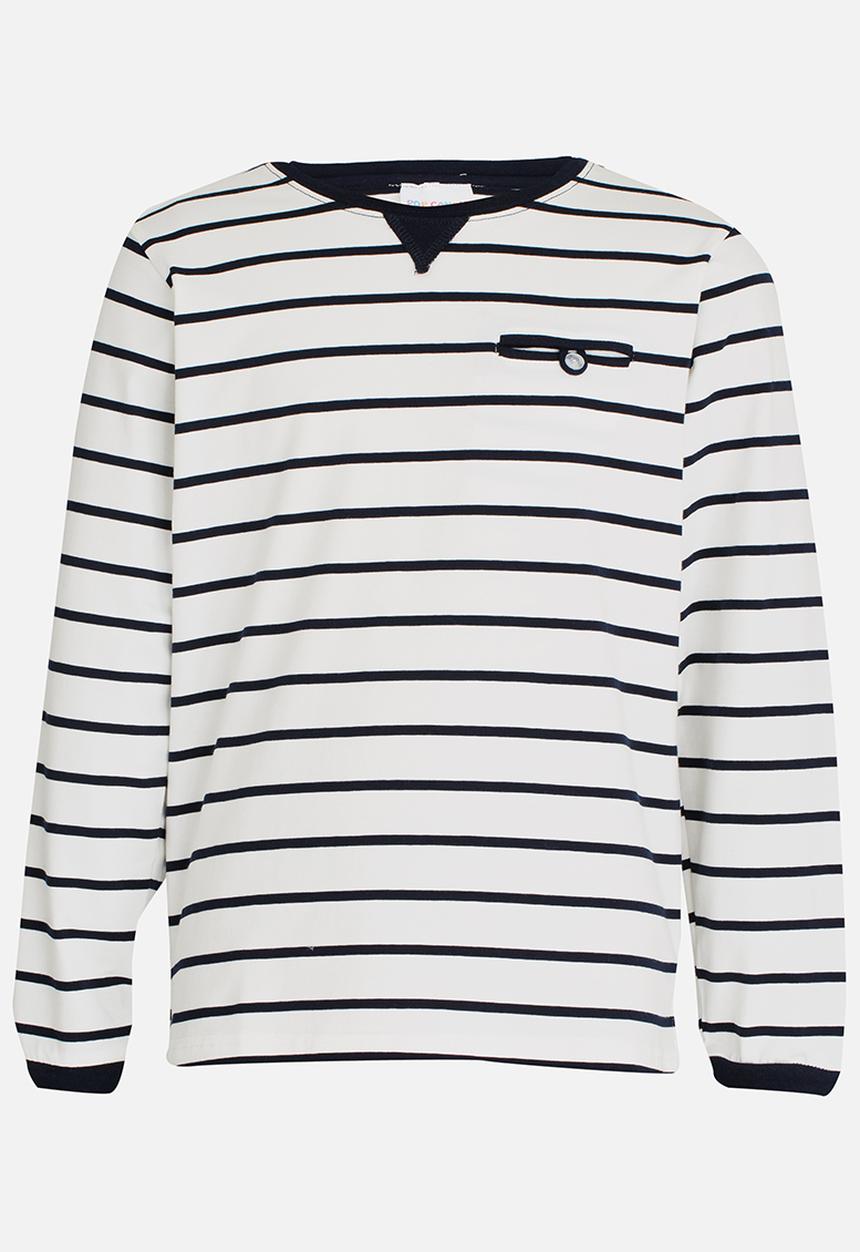 Pop Candy - Boys Stripe Long Sleeve Tee Blue and White