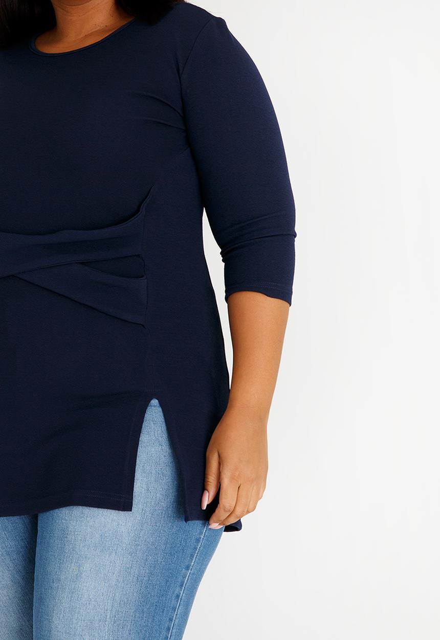 edit Plus - Twist Front Tunic Navy