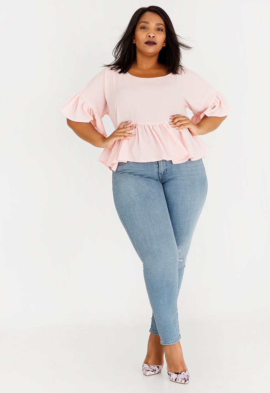 STYLE REPUBLIC PLUS - Frill Detail Blouse Pale Pink