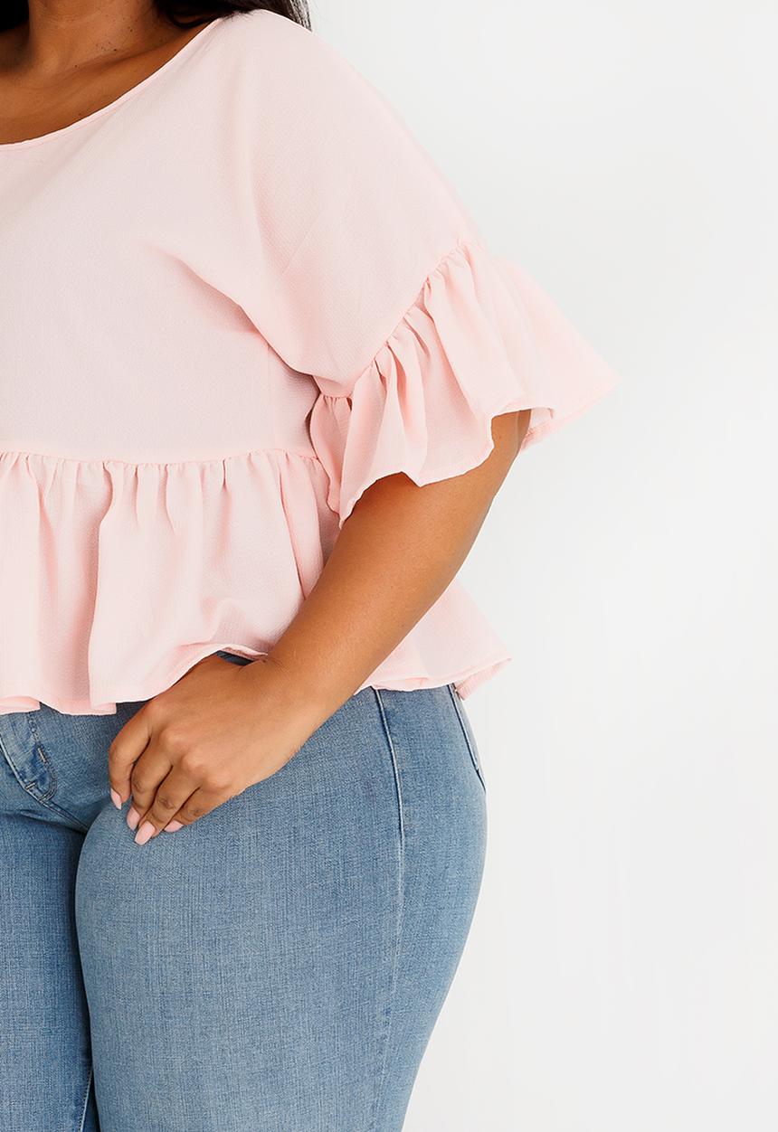 STYLE REPUBLIC PLUS - Frill Detail Blouse Pale Pink