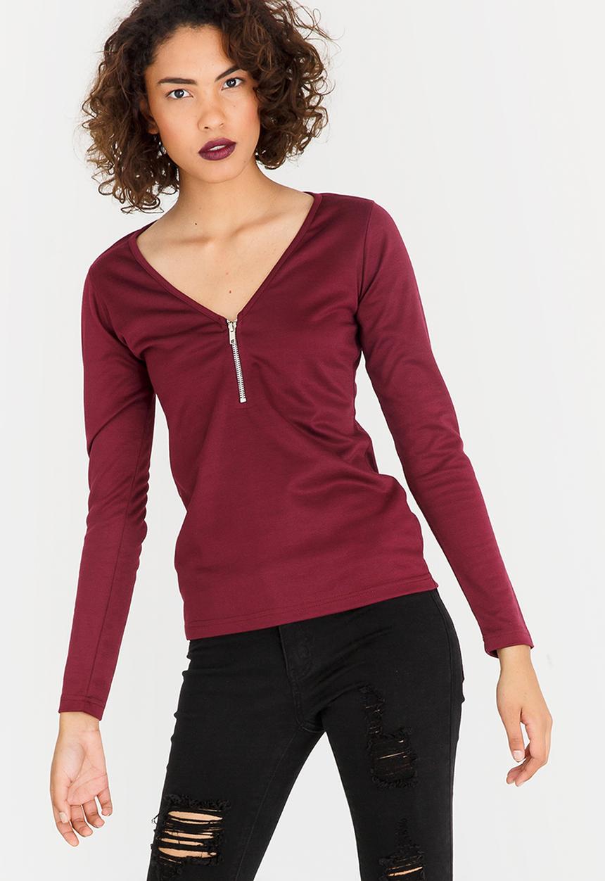c(inch) - Zip Detail Top Burgundy