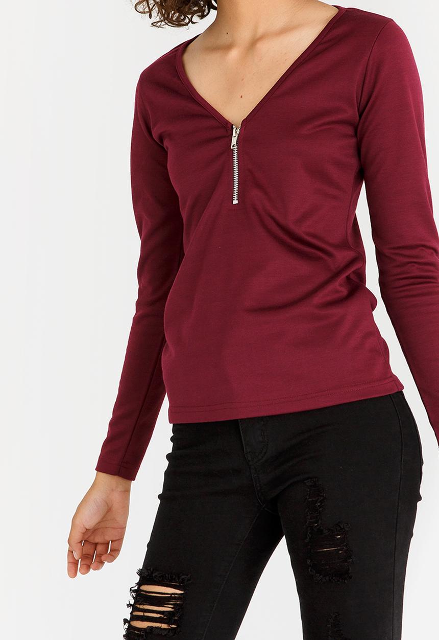 c(inch) - Zip Detail Top Burgundy