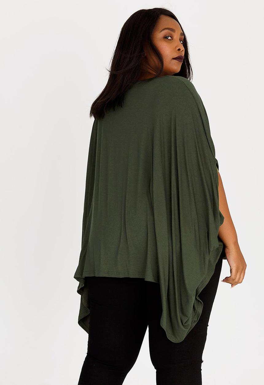 STYLE REPUBLIC PLUS - Volume Hanky Hem Tunic Khaki Green