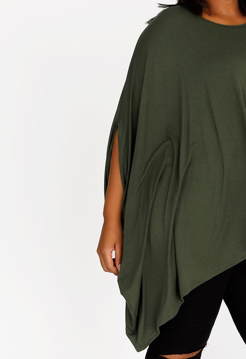 STYLE REPUBLIC PLUS - Volume Hanky Hem Tunic Khaki Green