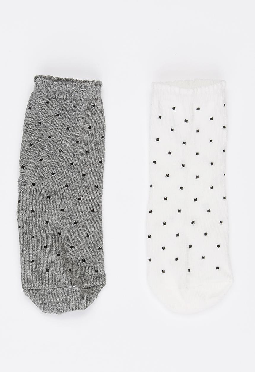 MINOTI - 2 Pack spotty socks with scalloped edge - multi