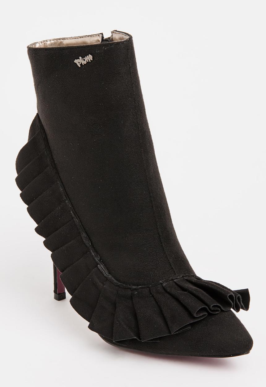 Plum - Taskia Pleated Detail Ankle Boots Black