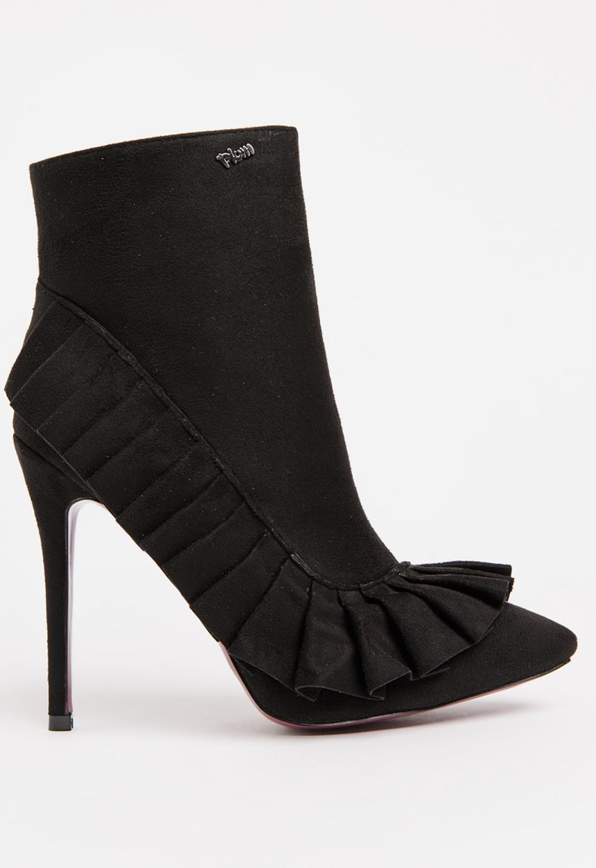 Plum - Taskia Pleated Detail Ankle Boots Black
