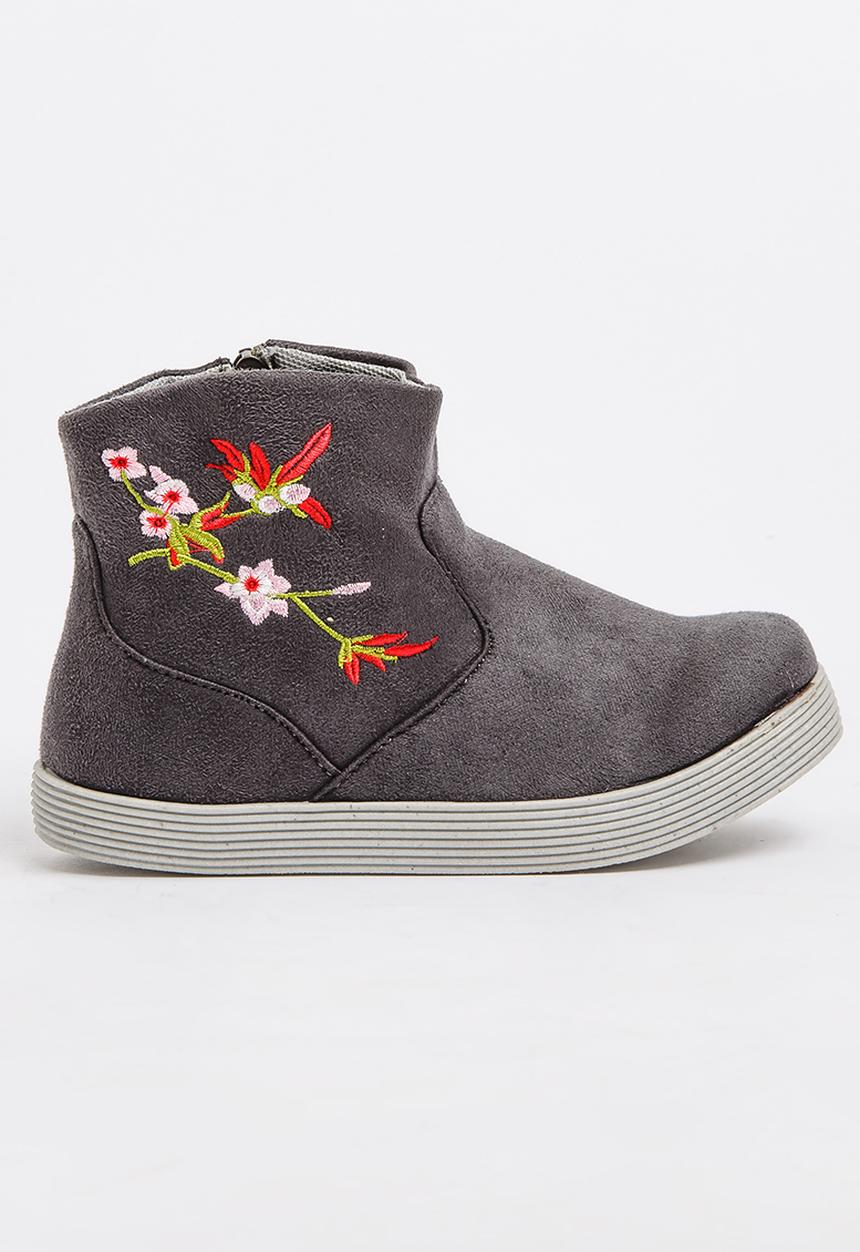 Jumbo - Flower Print Boot Grey