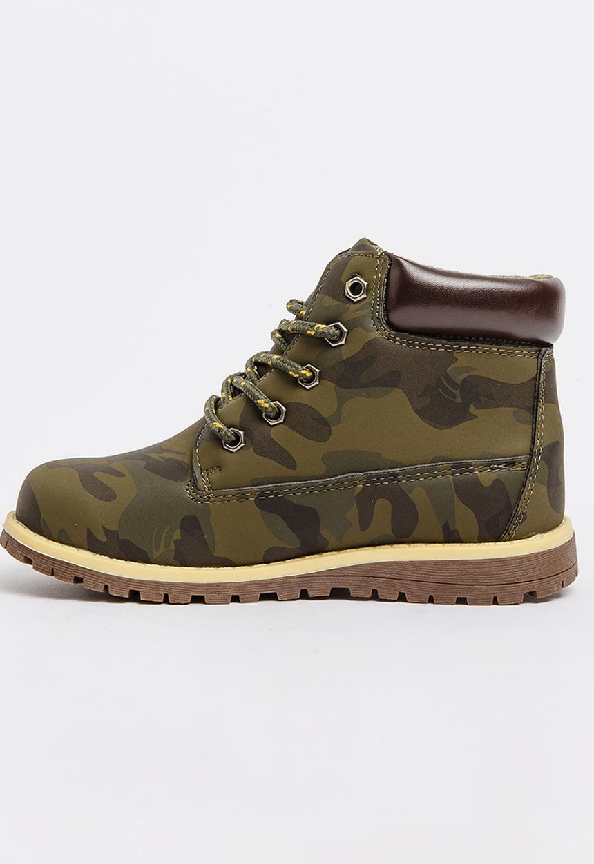 Jumbo - Camo Lace Up Boot Khaki Green