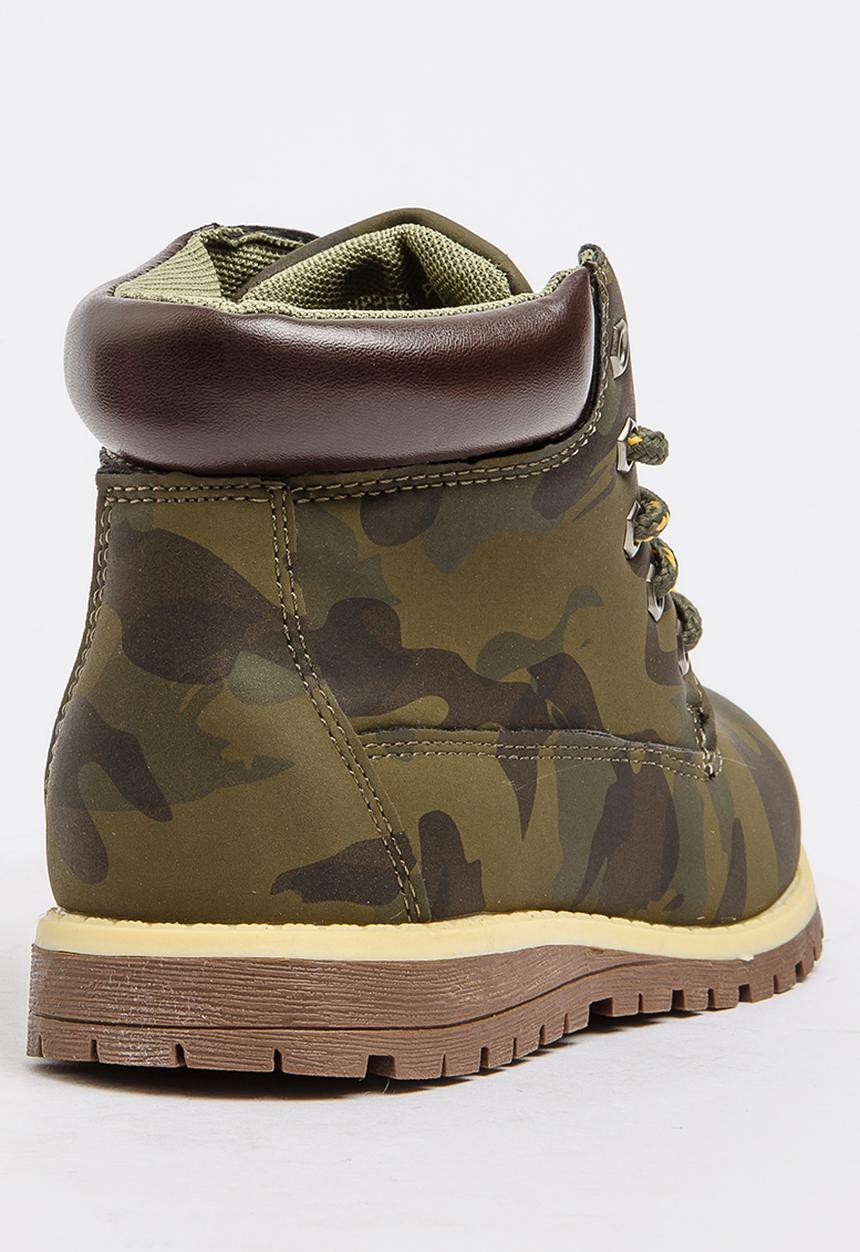 Jumbo - Camo Lace Up Boot Khaki Green