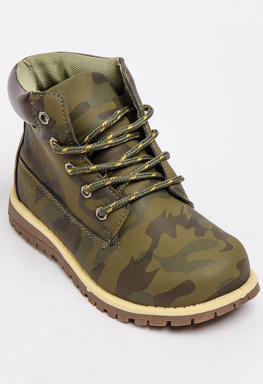 Jumbo - Camo Lace Up Boot Khaki Green